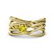 1 - Marini Bold Round Yellow Diamond Solitaire Criss Cross Promise Ring 