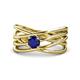 1 - Marini Bold Round Blue Sapphire Solitaire Criss Cross Promise Ring 