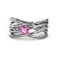 1 - Marini Bold Round Pink Sapphire Solitaire Criss Cross Promise Ring 