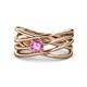 1 - Marini Bold Round Pink Sapphire Solitaire Criss Cross Promise Ring 