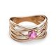 2 - Marini Bold Round Pink Sapphire Solitaire Criss Cross Promise Ring 