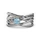 1 - Marini Bold Round Aquamarine Solitaire Criss Cross Promise Ring 