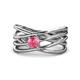 1 - Marini Bold Round Pink Tourmaline Solitaire Criss Cross Promise Ring 