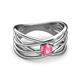 2 - Marini Bold Round Pink Tourmaline Solitaire Criss Cross Promise Ring 