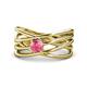 1 - Marini Bold Round Pink Tourmaline Solitaire Criss Cross Promise Ring 