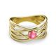 2 - Marini Bold Round Pink Tourmaline Solitaire Criss Cross Promise Ring 
