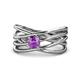 1 - Marini Bold Round Amethyst Solitaire Criss Cross Promise Ring 