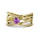 1 - Marini Bold Round Amethyst Solitaire Criss Cross Promise Ring 