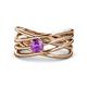 1 - Marini Bold Round Amethyst Solitaire Criss Cross Promise Ring 