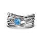 1 - Marini Bold Round Blue Topaz Solitaire Criss Cross Promise Ring 