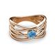 2 - Marini Bold Round Blue Topaz Solitaire Criss Cross Promise Ring 