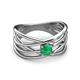 2 - Marini Bold Round Emerald Solitaire Criss Cross Promise Ring 