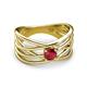 2 - Marini Bold Round Ruby Solitaire Criss Cross Promise Ring 