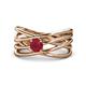 1 - Marini Bold Round Ruby Solitaire Criss Cross Promise Ring 