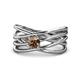 1 - Marini Bold Round Smoky Quartz Solitaire Criss Cross Promise Ring 
