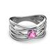 2 - Marini Bold Round Pink Sapphire Solitaire Criss Cross Promise Ring 