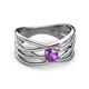 2 - Marini Bold Round Amethyst Solitaire Criss Cross Promise Ring 