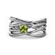 1 - Marini Bold Round Peridot Solitaire Criss Cross Promise Ring 