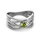 2 - Marini Bold Round Peridot Solitaire Criss Cross Promise Ring 