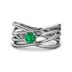 1 - Marini Bold Round Emerald Solitaire Criss Cross Promise Ring 