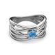 2 - Marini Bold Round Blue Topaz Solitaire Criss Cross Promise Ring 
