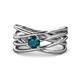 1 - Marini Bold Round London Blue Topaz Solitaire Criss Cross Promise Ring 