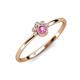 4 - Paw Bold Round Pink Sapphire and Diamond Promise Ring 