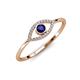 4 - Evil Eye Bold Round Blue Sapphire and Diamond Promise Ring 