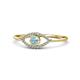 1 - Evil Eye Bold Round Aquamarine and Diamond Promise Ring 