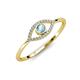 4 - Evil Eye Bold Round Aquamarine and Diamond Promise Ring 