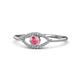1 - Evil Eye Bold Round Pink Tourmaline and Diamond Promise Ring 