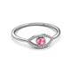 3 - Evil Eye Bold Round Pink Tourmaline and Diamond Promise Ring 