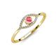 4 - Evil Eye Bold Round Pink Tourmaline and Diamond Promise Ring 