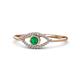 1 - Evil Eye Bold Round Emerald and Diamond Promise Ring 