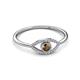 3 - Evil Eye Bold Round Smoky Quartz and Diamond Promise Ring 