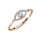 4 - Evil Eye Bold Round Aquamarine and Diamond Promise Ring 