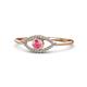 1 - Evil Eye Bold Round Pink Tourmaline and Diamond Promise Ring 