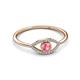 3 - Evil Eye Bold Round Pink Tourmaline and Diamond Promise Ring 