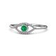 1 - Evil Eye Bold Round Emerald and Diamond Promise Ring 