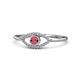 1 - Evil Eye Bold Round Rhodolite Garnet and Diamond Promise Ring 