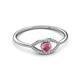3 - Evil Eye Bold Round Rhodolite Garnet and Diamond Promise Ring 