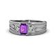 1 - Aileen Bold 7x5 mm Emerald Shape Amethyst Solitaire Wide Band Promise Ring 