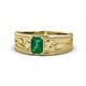 1 - Aileen Bold 7x5 mm Emerald Shape Emerald Solitaire Wide Band Promise Ring 