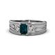 1 - Aileen Bold 7x5 mm Emerald Shape London Blue Topaz Solitaire Wide Band Promise Ring 