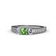 1 - Reveka Green Garnet and Diamond Three Stone Ring 