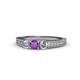 1 - Reveka Amethyst and Diamond Three Stone Ring 