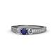 1 - Reveka Blue Sapphire and Diamond Three Stone Ring 