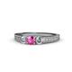 1 - Reveka Pink Sapphire and Diamond Three Stone Ring 