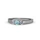 1 - Reveka Aquamarine and Diamond Three Stone Ring 