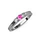 2 - Reveka Pink Sapphire and Diamond Three Stone Ring 